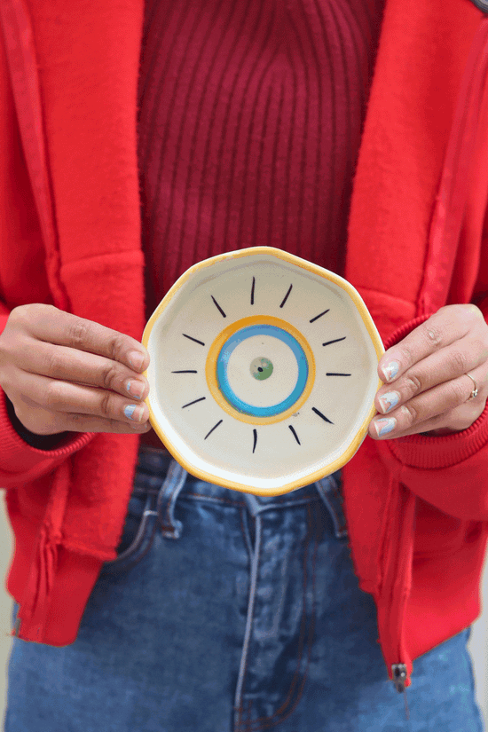 Abstract Evil Eye Handmade Dessert Plate