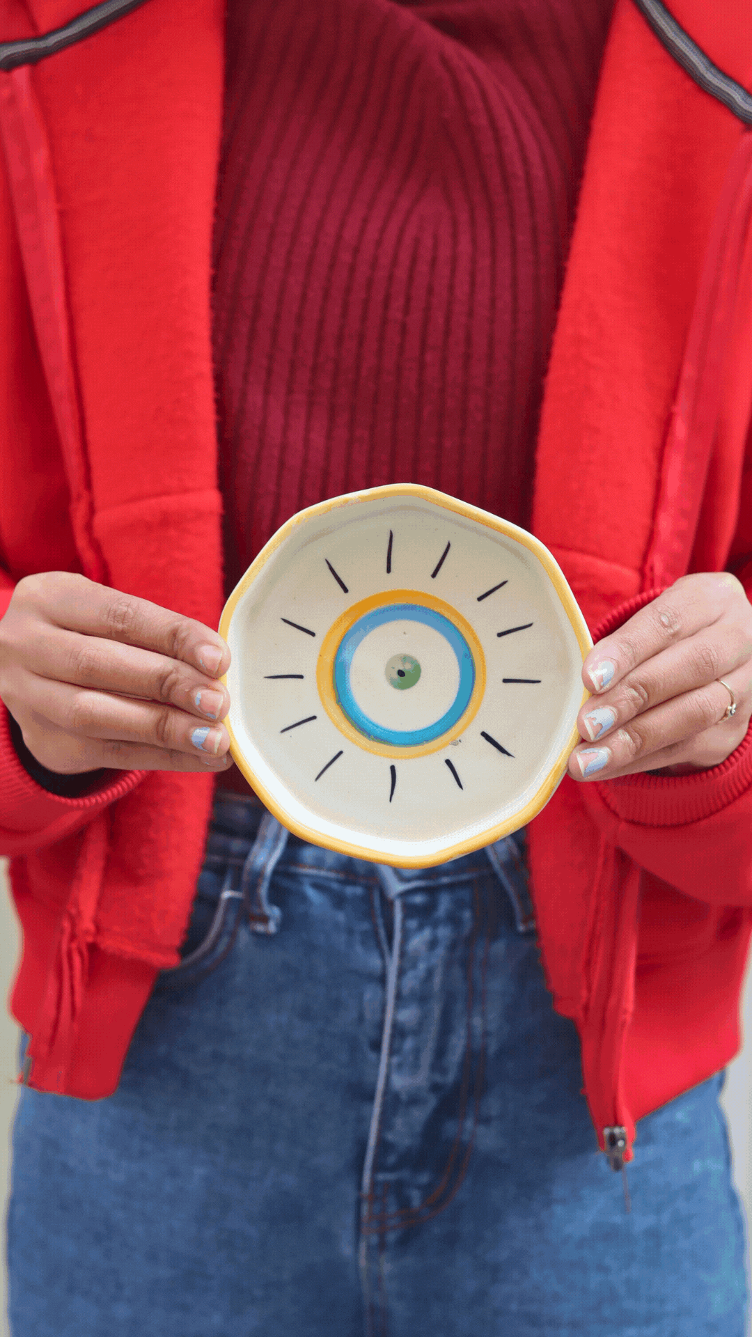 Abstract Evil Eye Handmade Dessert Plate