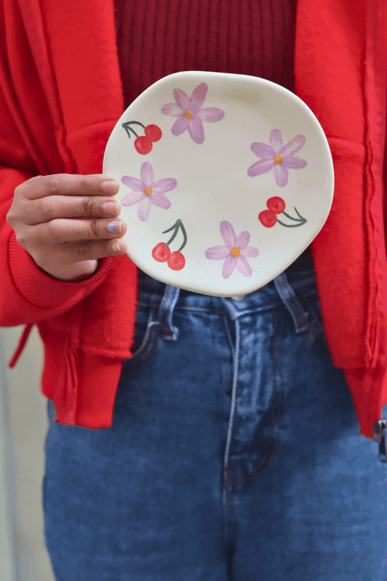 Cherry Fields Handmade Dessert Plate