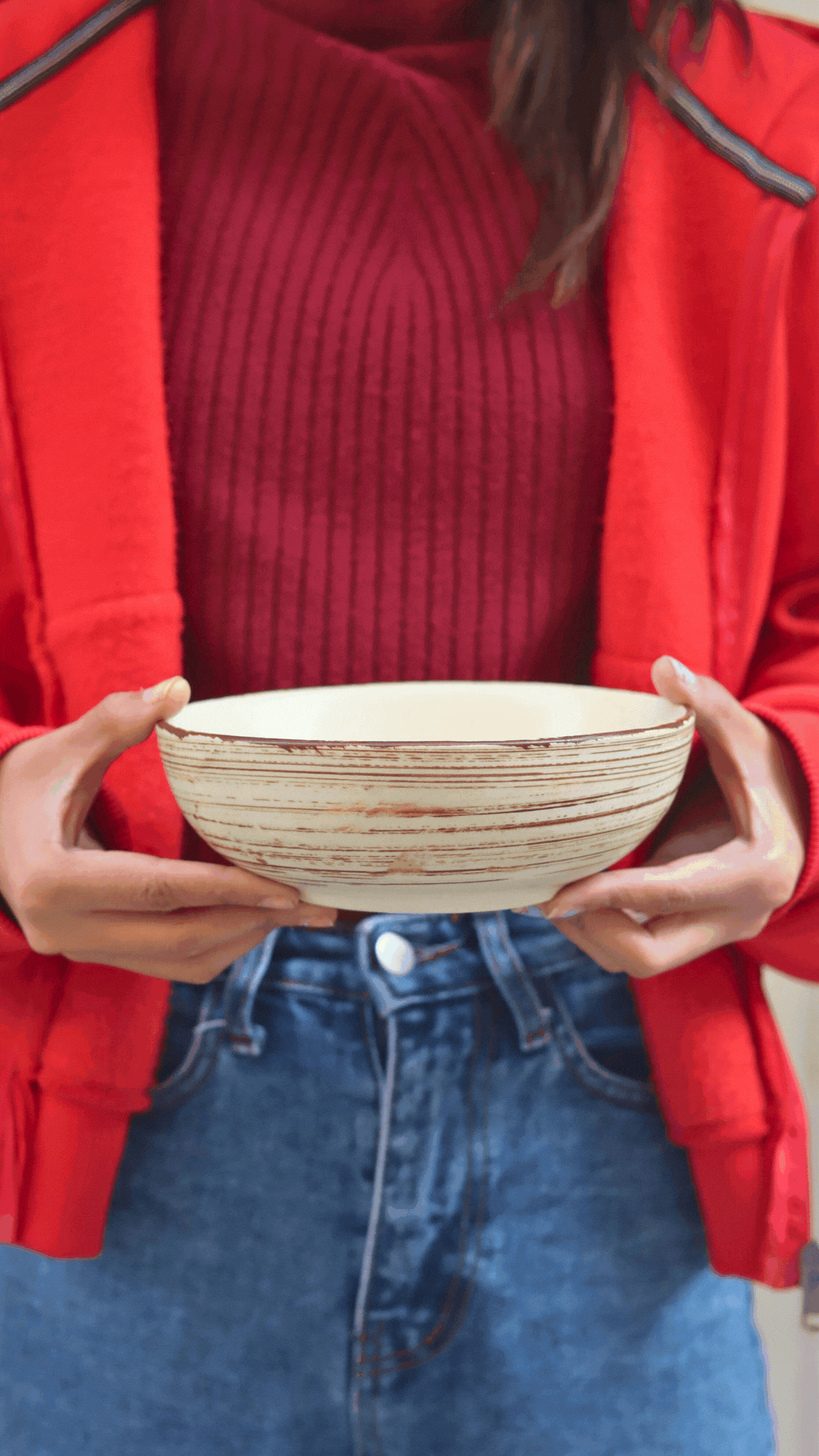 Brown & White Curry Bowl - (Set of 4 - GET 2 FREE)
