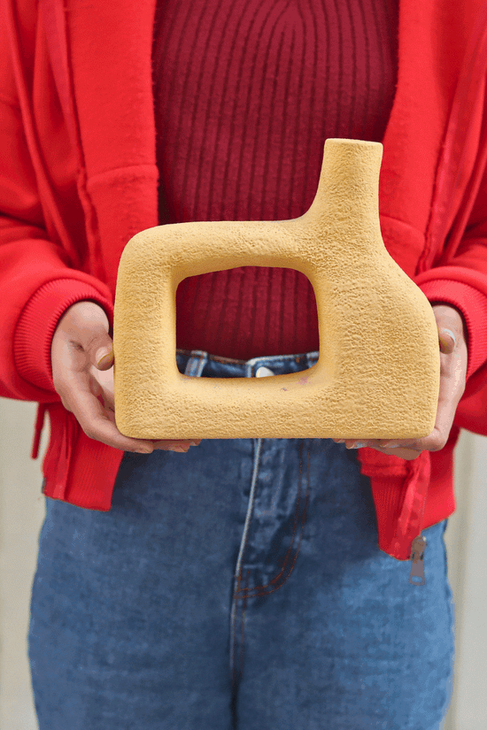 Aesthetic Square Vase - Mustard