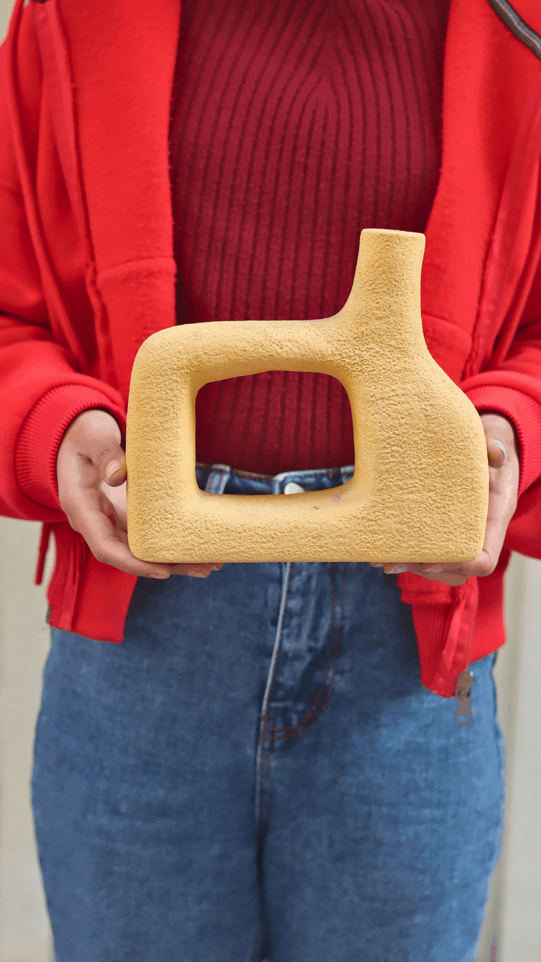 Aesthetic Square Vase - Mustard