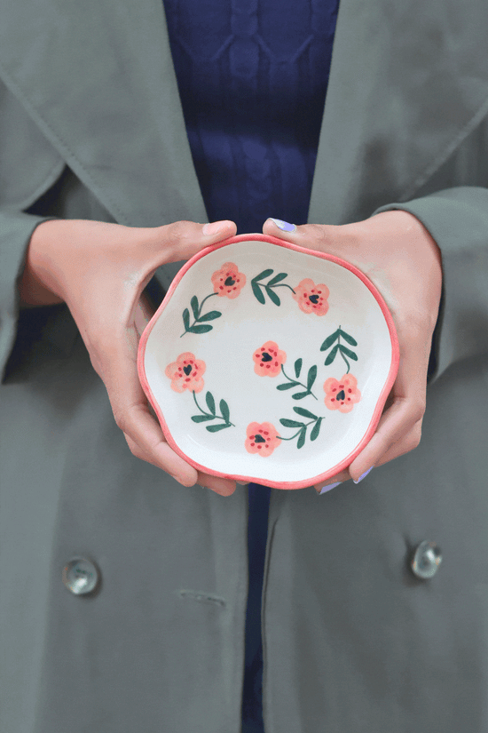 Poppy Flower Handmade Dessert Plate