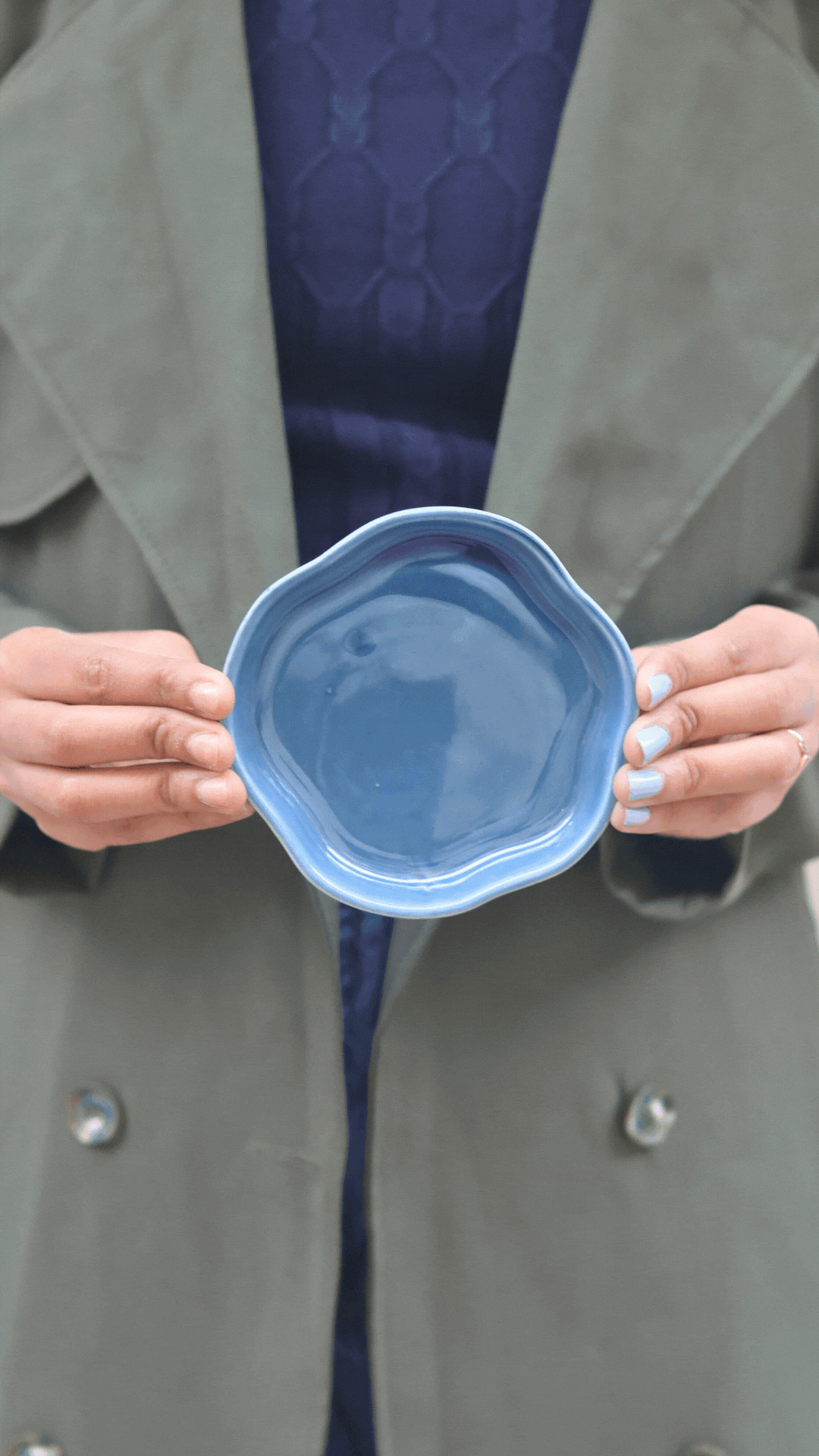 Metallic Blue Handmade Dessert Plate