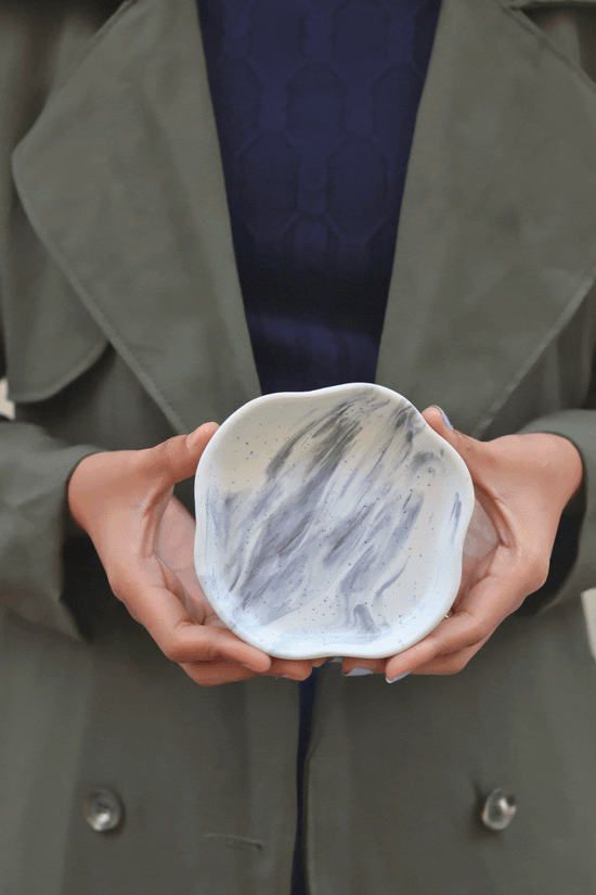 Black Marble Handmade Dessert Plate