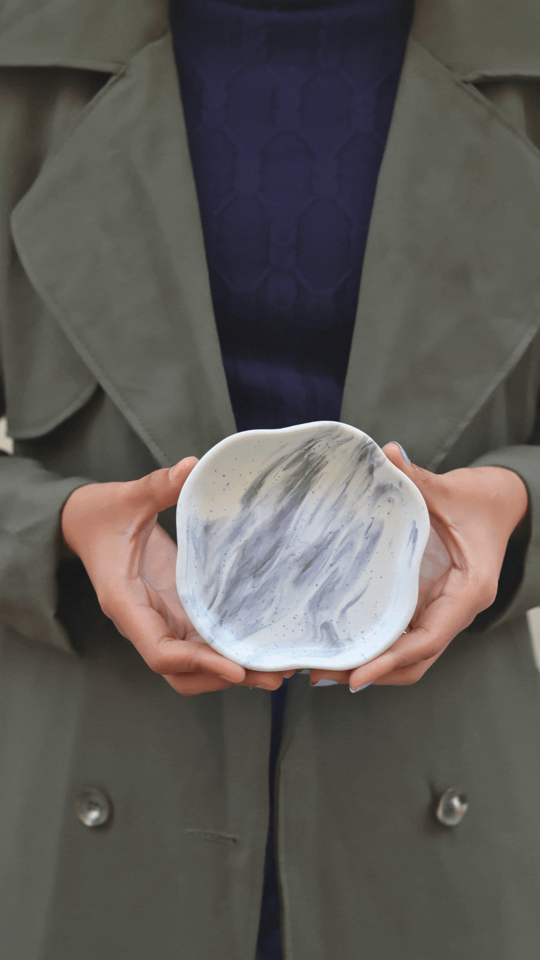 Black Marble Handmade Dessert Plate