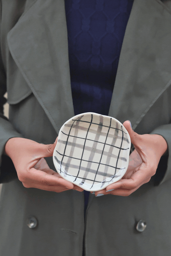 Checks handmade Dessert Plate