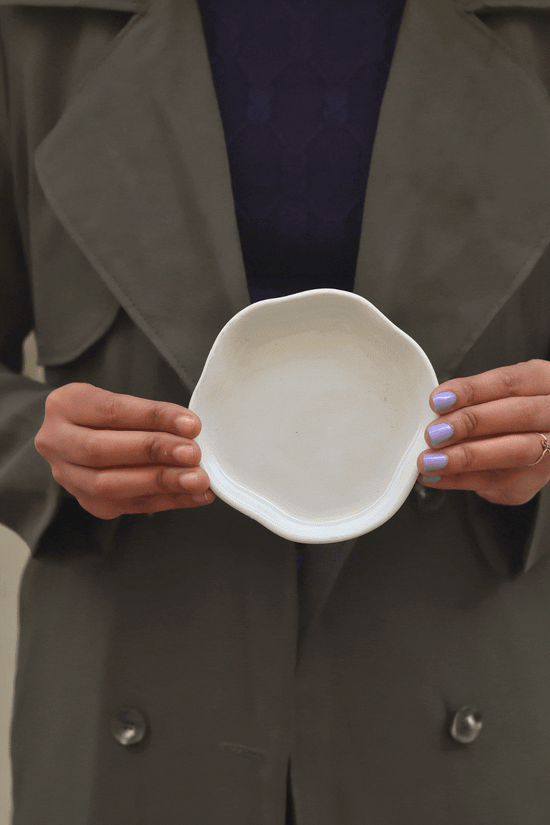 White Handmade Dessert Plate