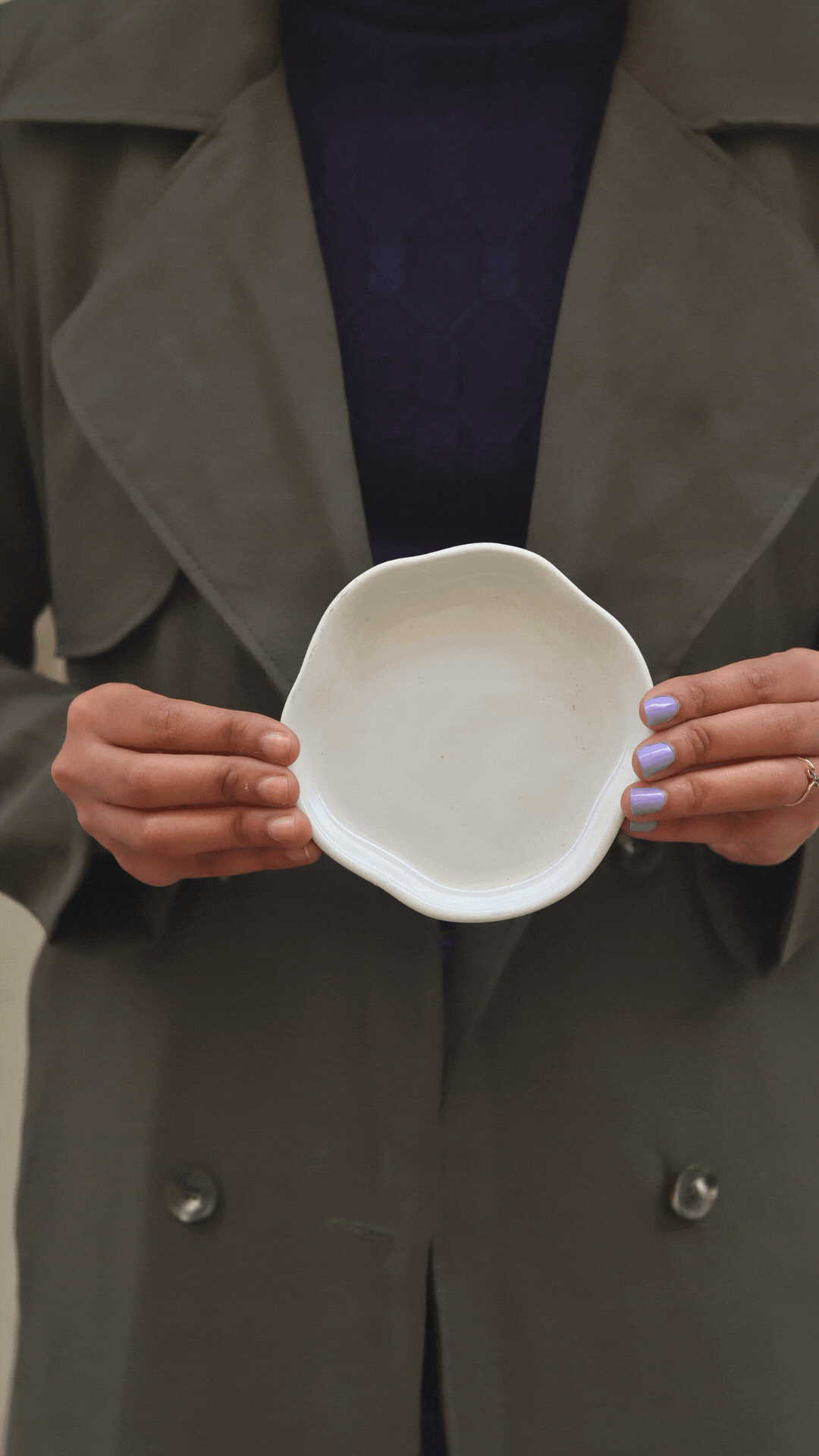 White Handmade Dessert Plate