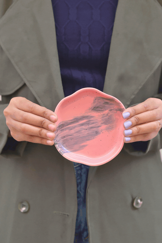 Red & Black Ombre Handmade Dessert Plate