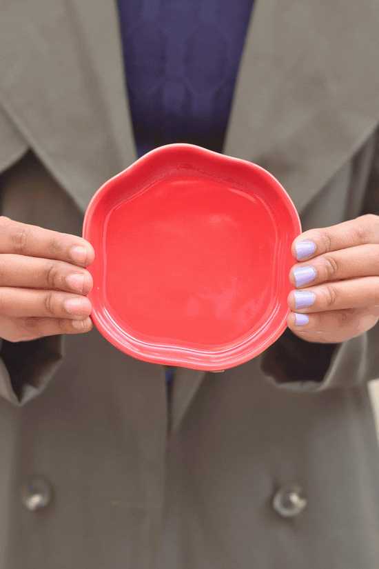 Red Handmade Dessert Plate