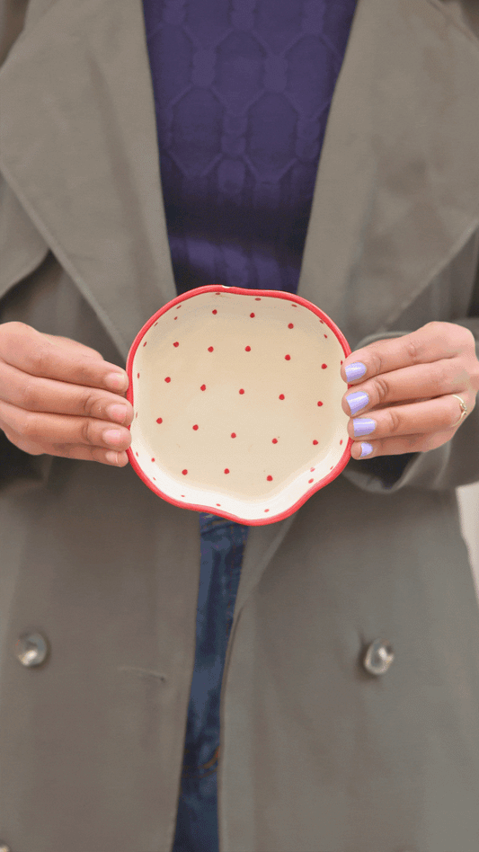 Red Polka Handmade Dessert Plate