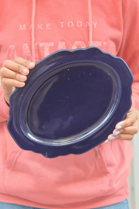 Royal Blue Scallop Oval Platter