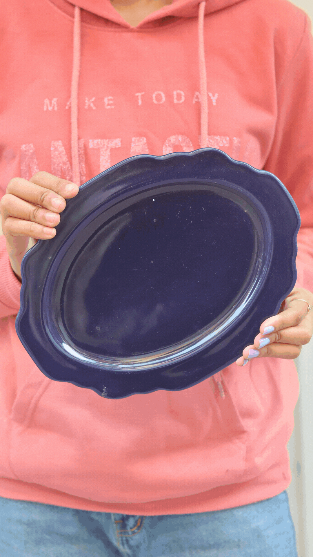 Royal Blue Scallop Oval Platter