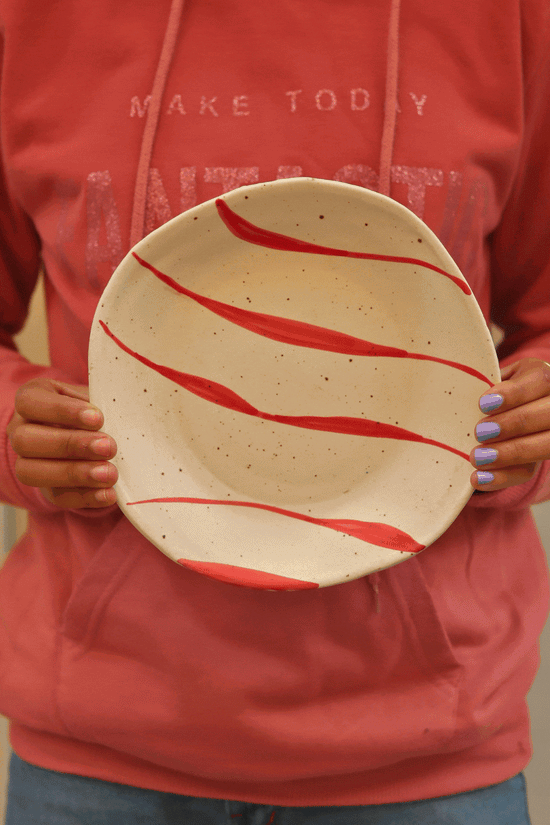 Red Abstract Line Plate
