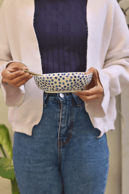 Blue Polka Bowl