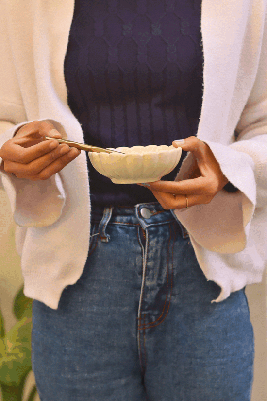 White Flower Ice Cream Bowl