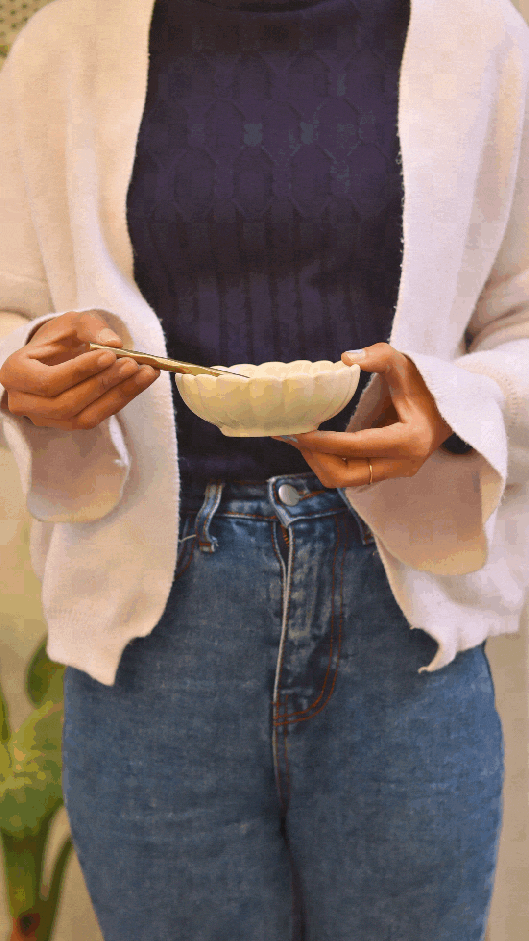 White Flower Ice Cream Bowl