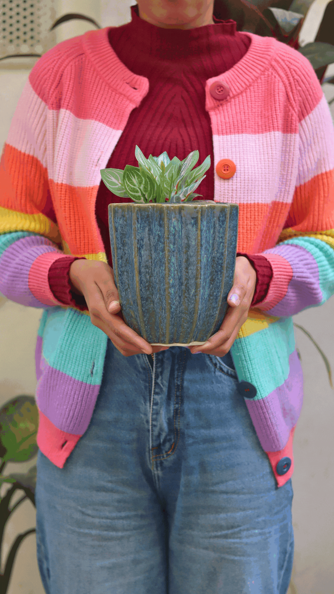 Lotus Planter - Metallic Blue