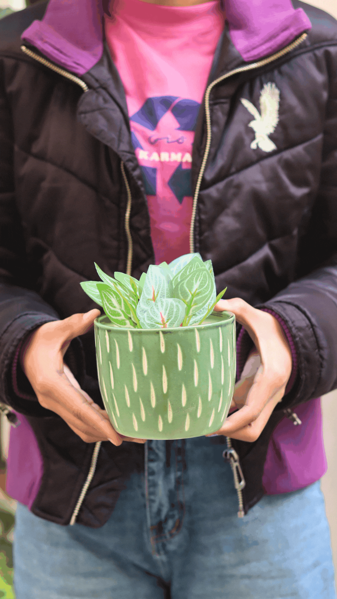 Etching Green Planter - WeavingHomes