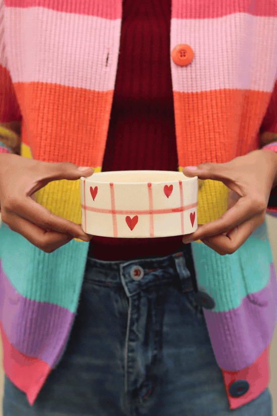 Chequered heart bowl