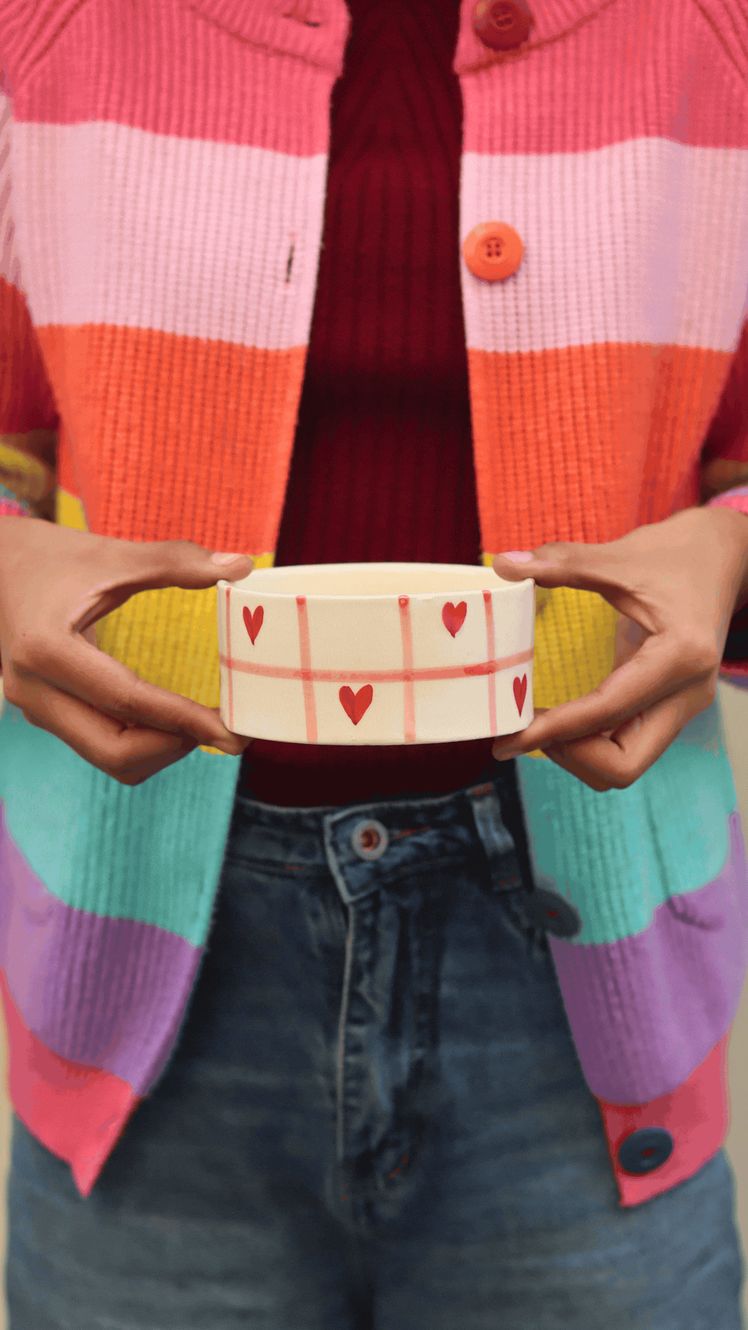 Chequered heart bowl