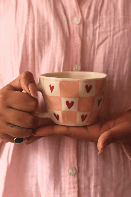 Chequered Heart Mug for your morning coffee
