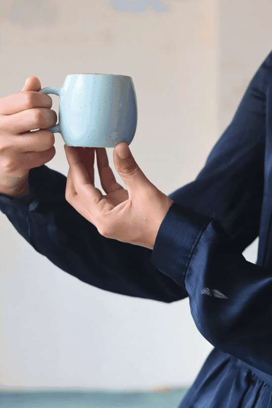 Cool Blue Ovule Shape Tea Cups - Set of 6