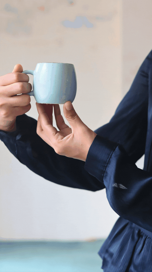 Cool Blue Ovule Shape Tea Cups - Set of 6