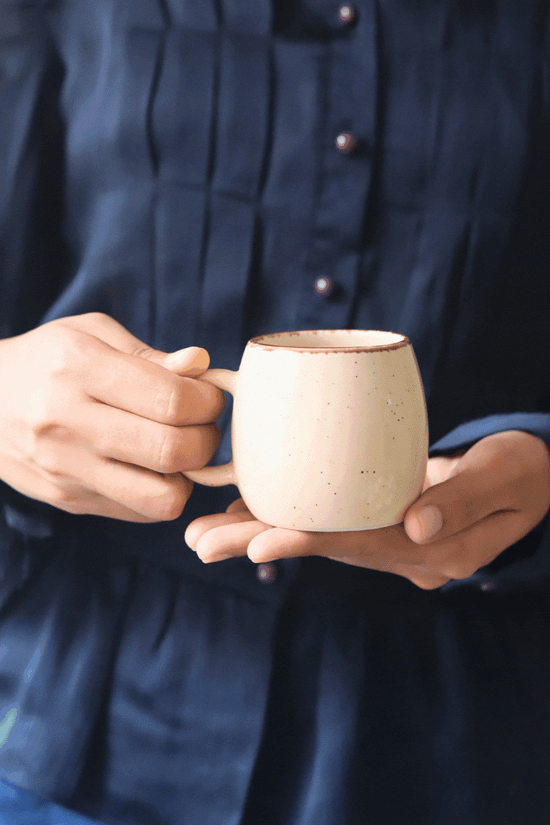 Ivory Ovule Shape Tea Cups - Set of 6
