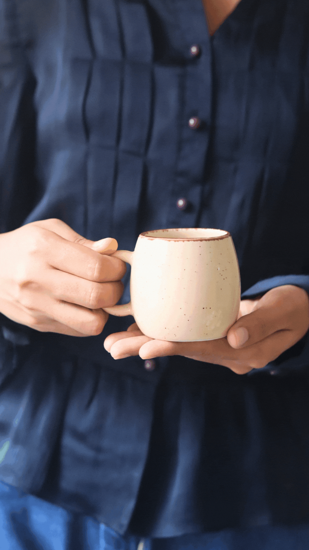 Ivory Ovule Shape Tea Cups - Set of 6
