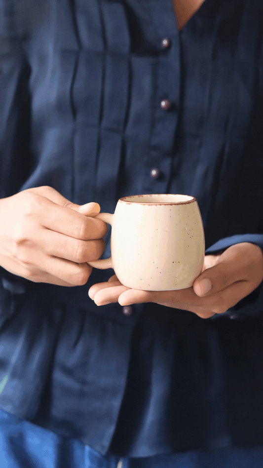 Ivory Ovule Shape Tea Cups - Set of 6