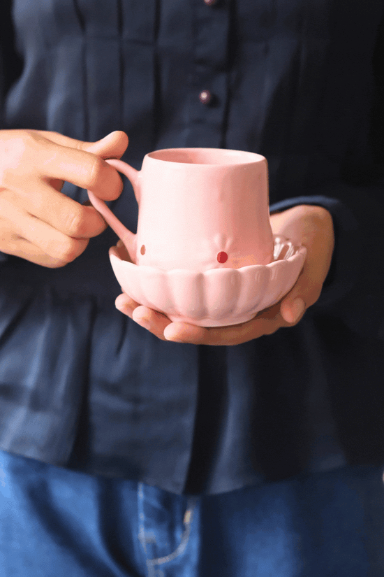 Pink Lily Mug & Ice cream Bowl
