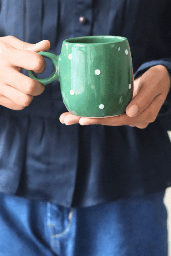 Christmas Cuddle Mug- Green Polka