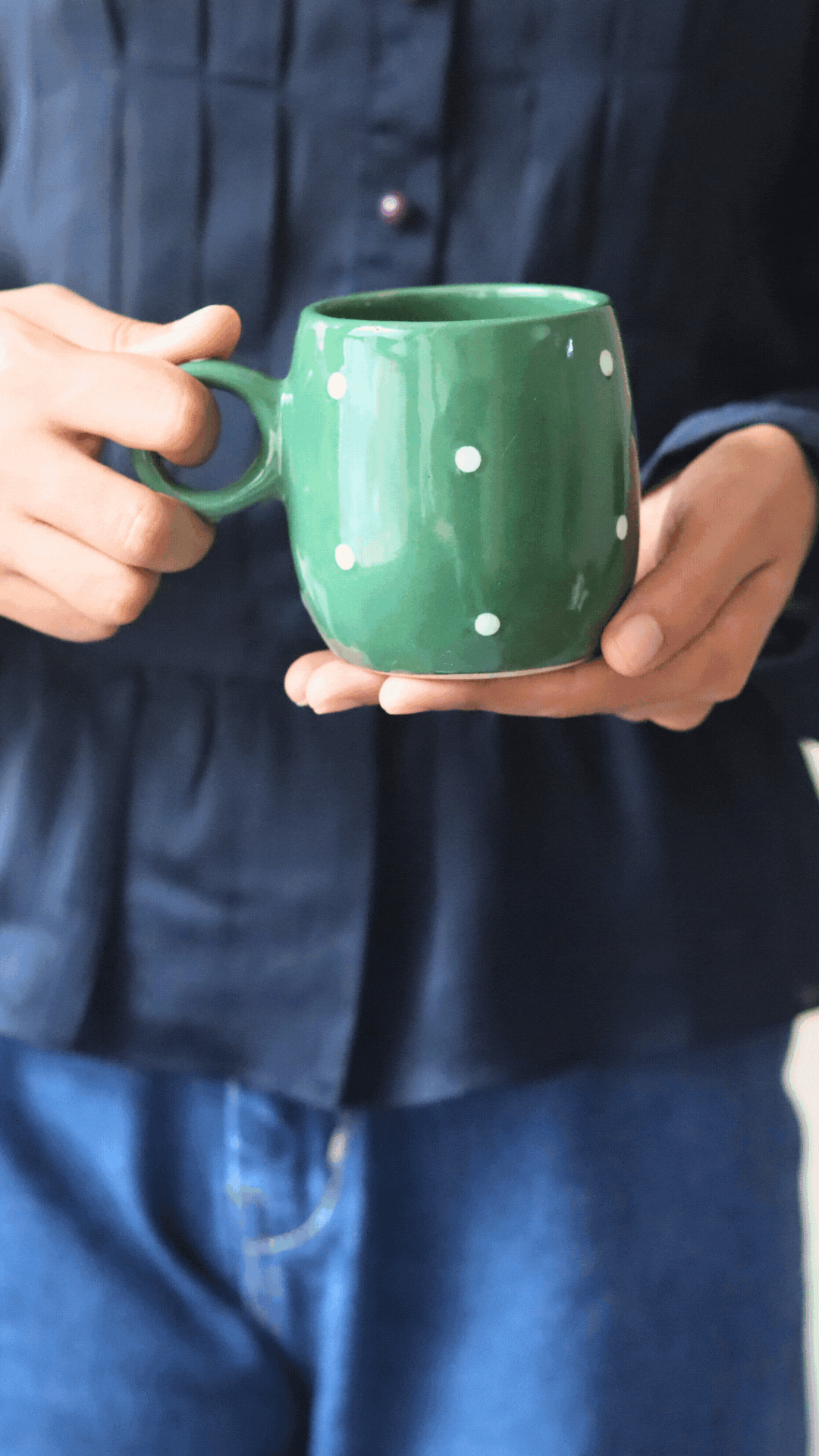 Christmas Cuddle Mug- Green Polka