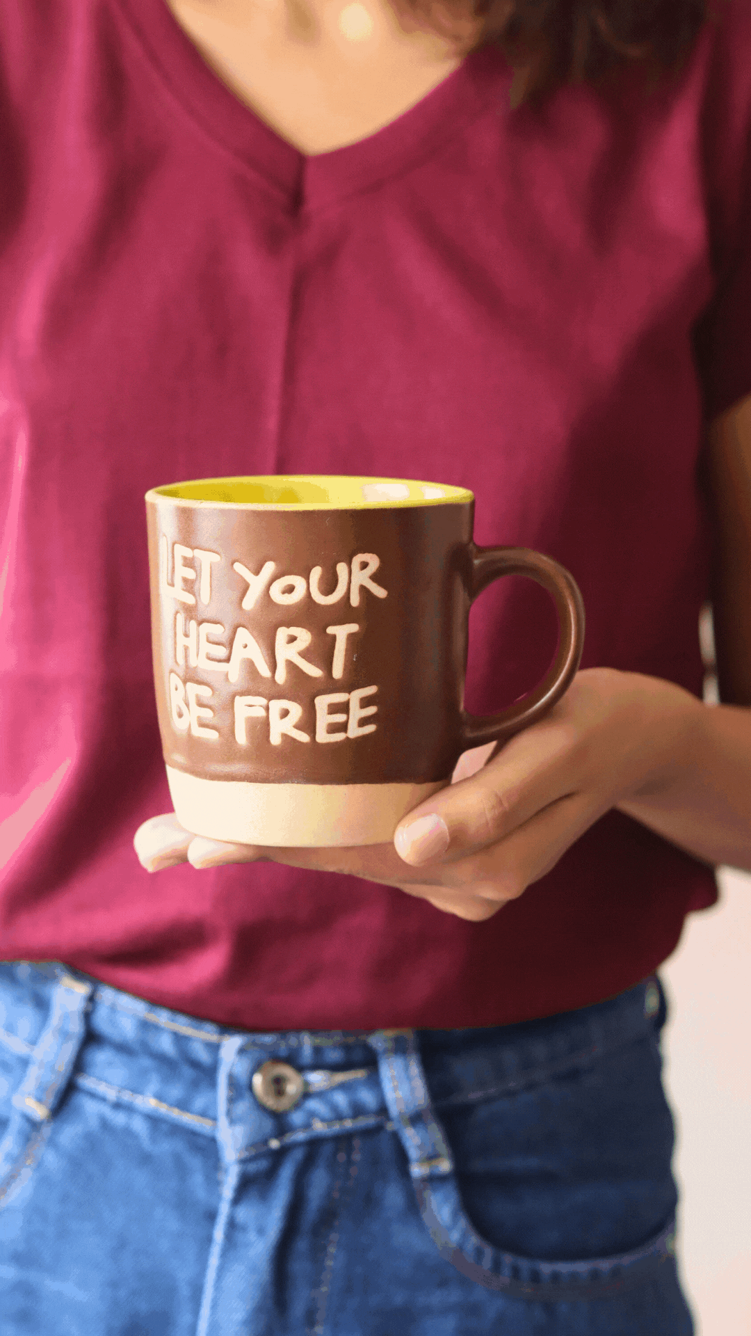 Let Your Heart Be Free Mug - Brown