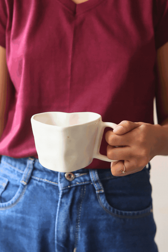 White Heart Shaped Mug
