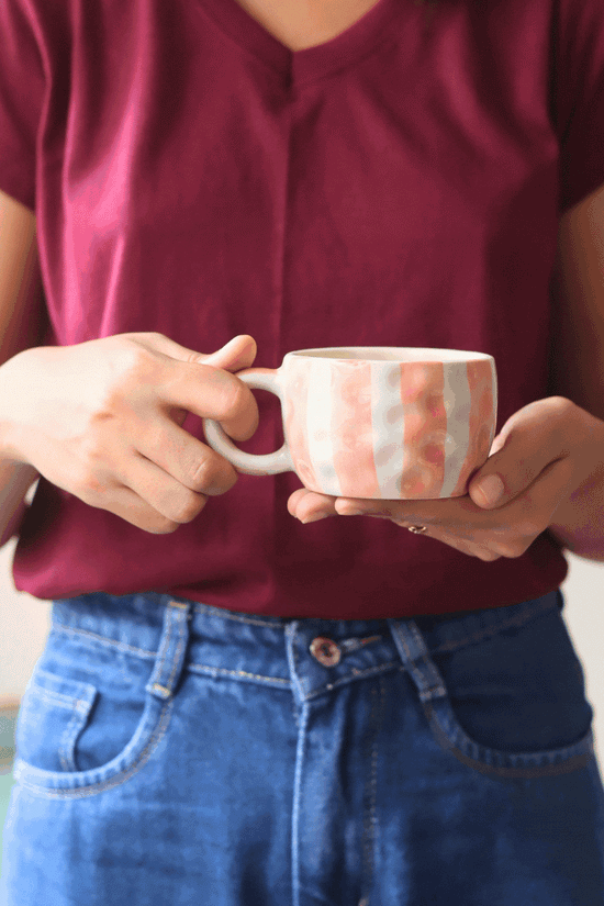 Striped Heart Mug