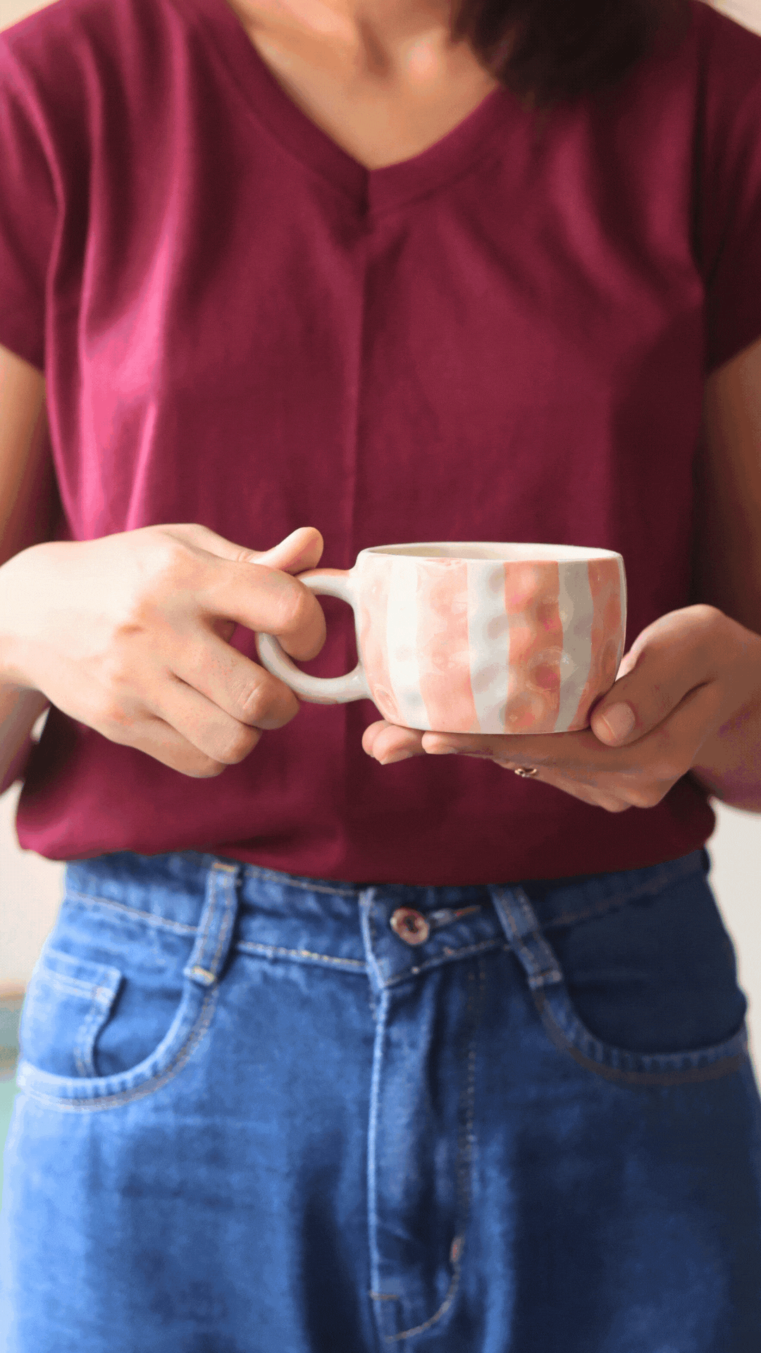Striped Heart Mug