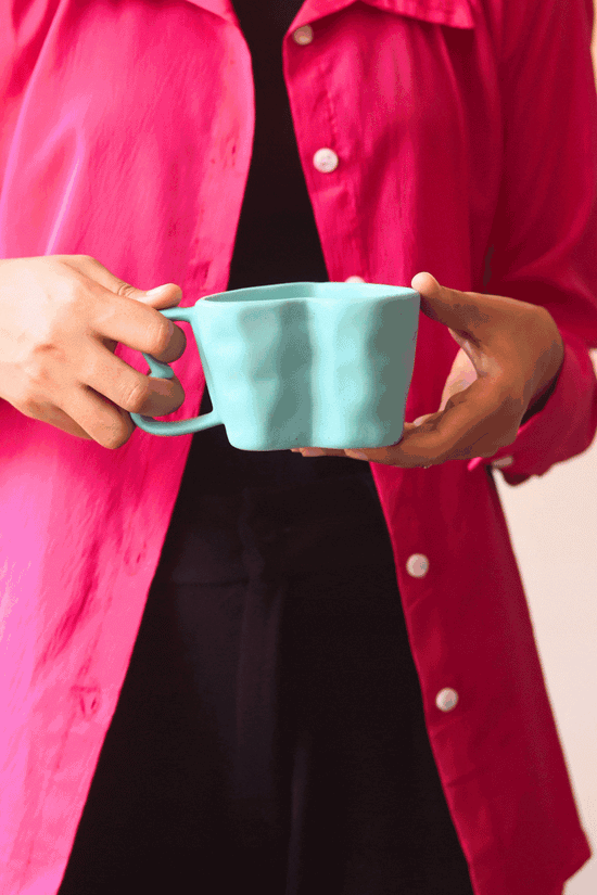 Blue Heart Shaped Mug