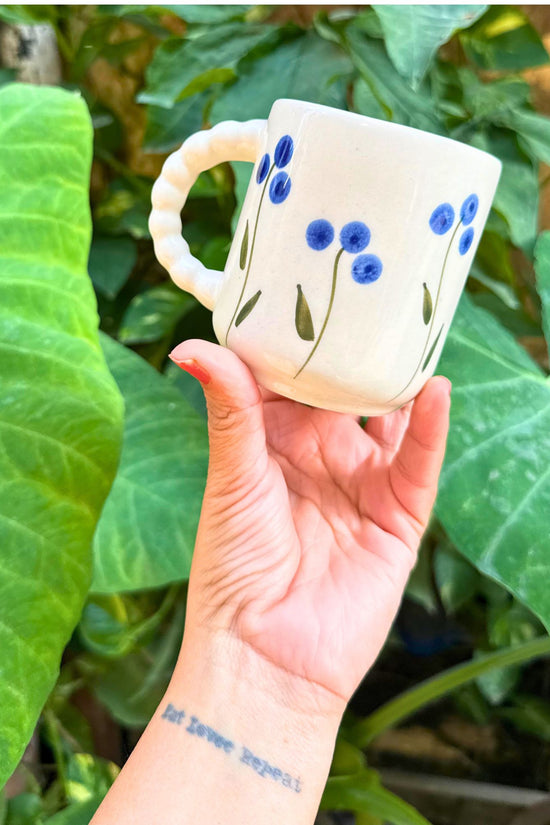 Handmade Blue Poppy Mug