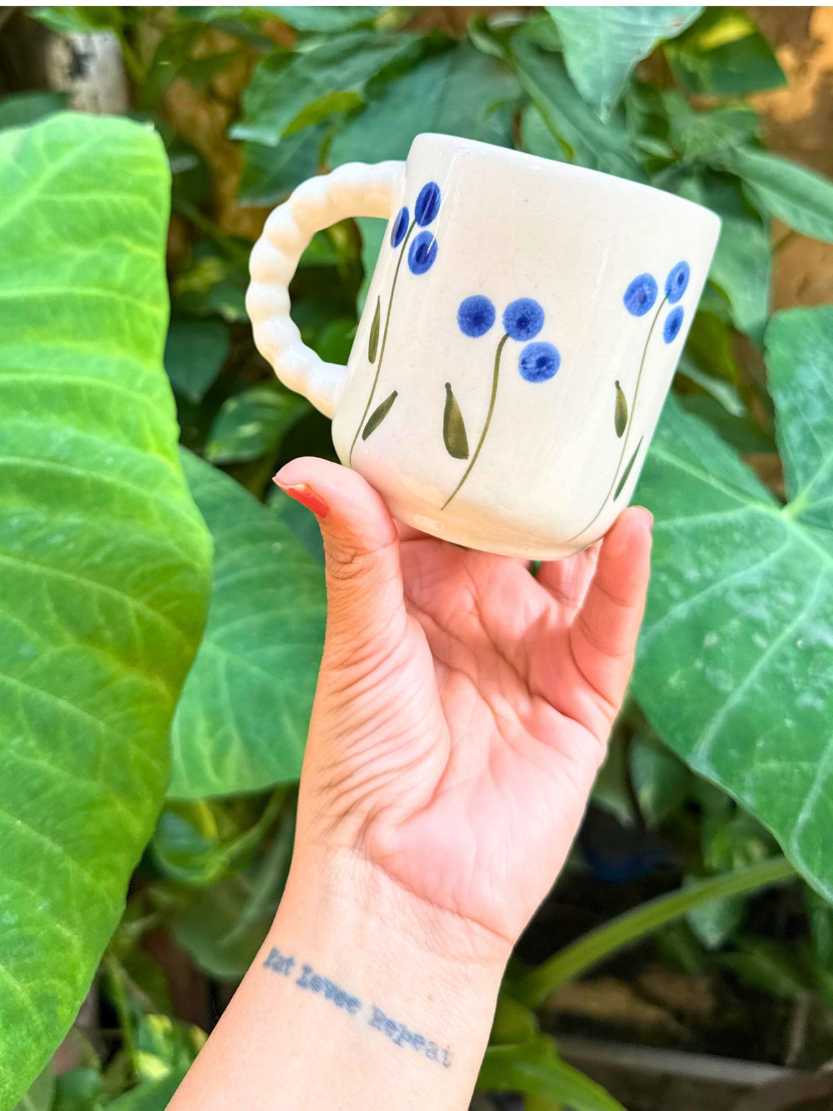 Handmade Blue Poppy Mug