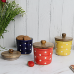 handmade polka jars made by ceramic 