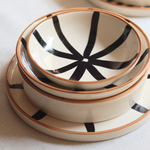 Handmade ceramic black & white wheel plates & bowls