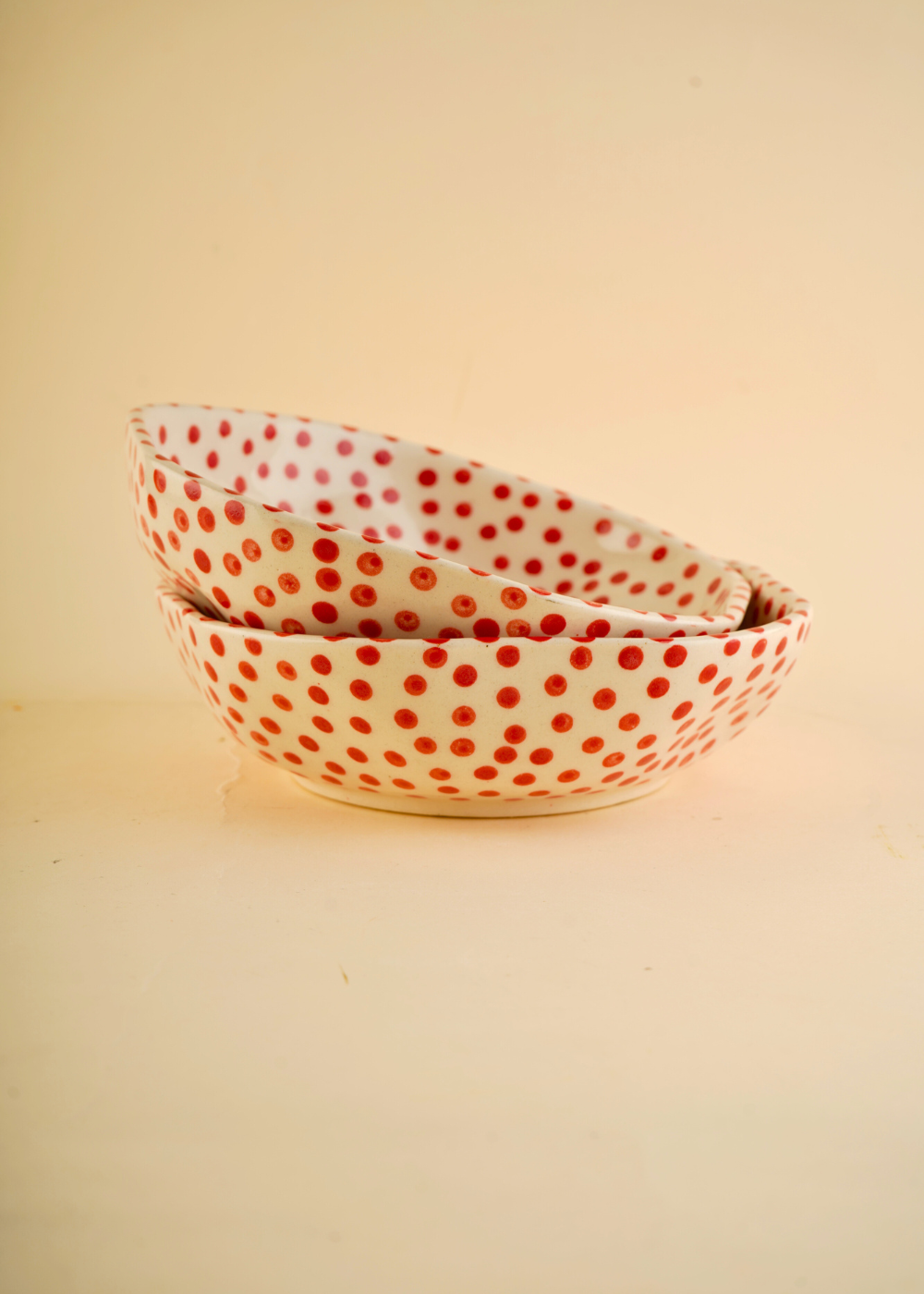 Red polka ceramic bowls