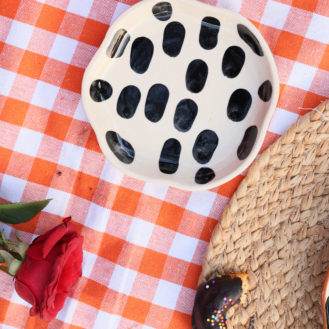 black block handmade dessert plate, ceramic 