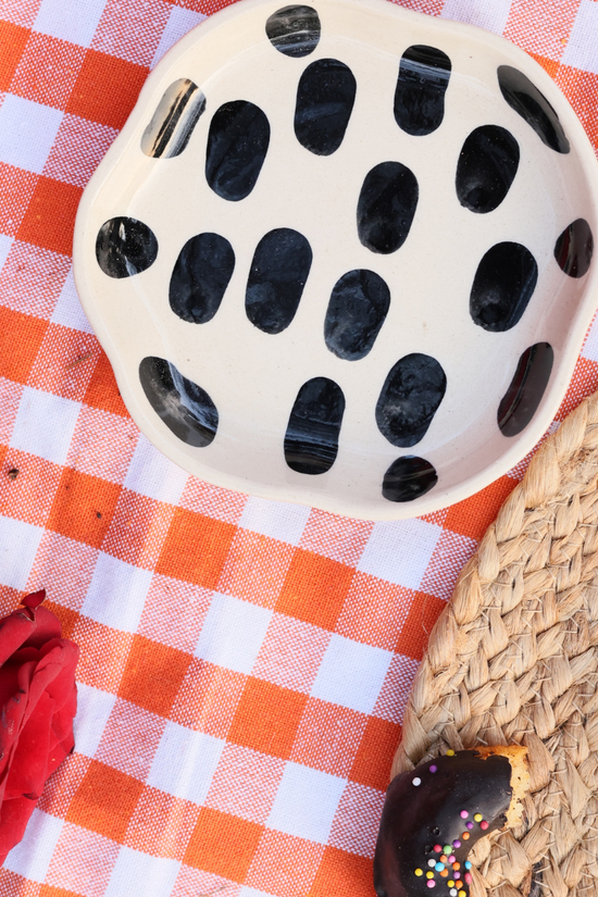 black block handmade dessert plate, ceramic 