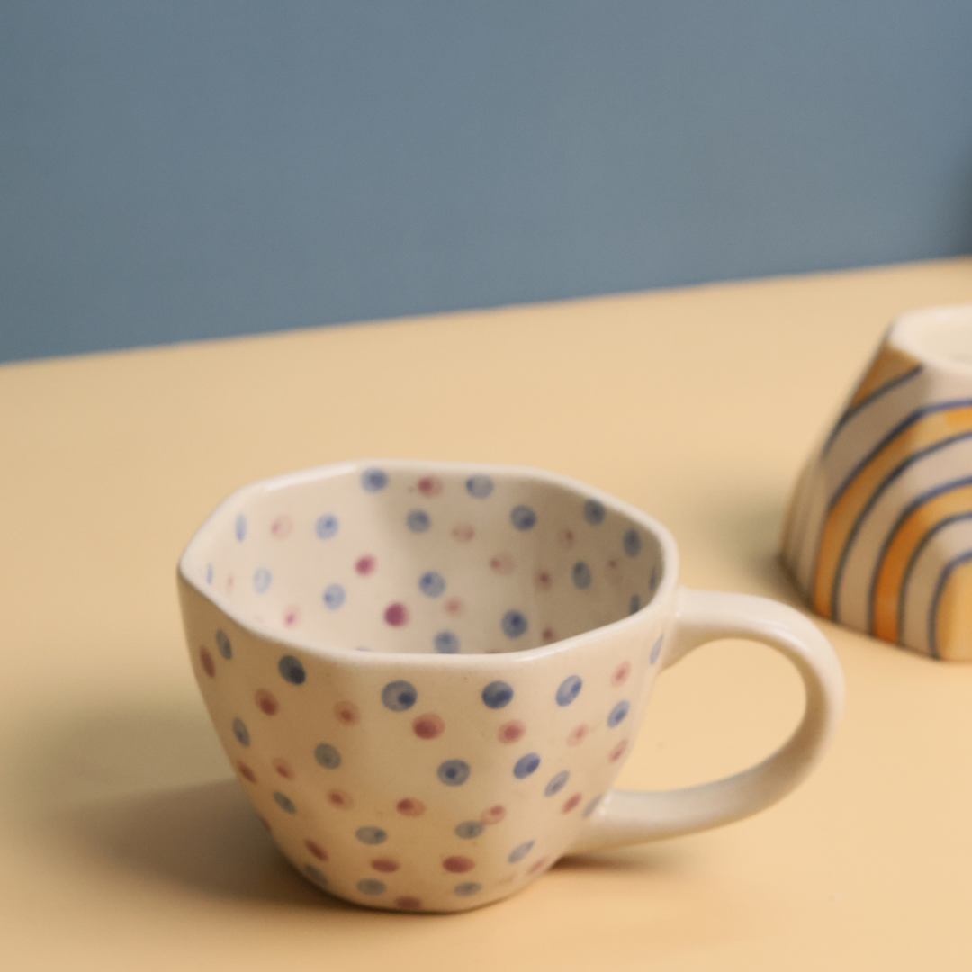 handmade purple polka mug , ceramic, combo