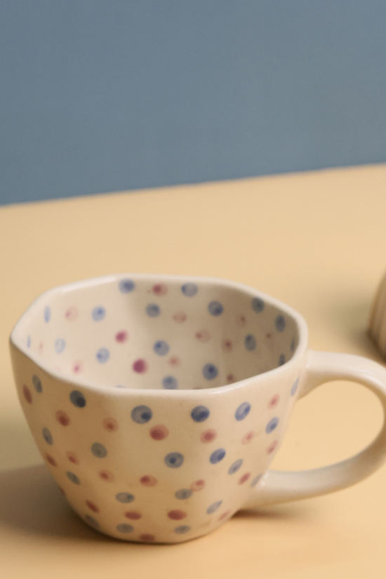 handmade purple polka mug , ceramic, combo