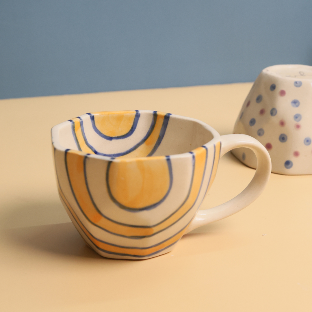 handmade mustard abstract mug, cups & mugs 